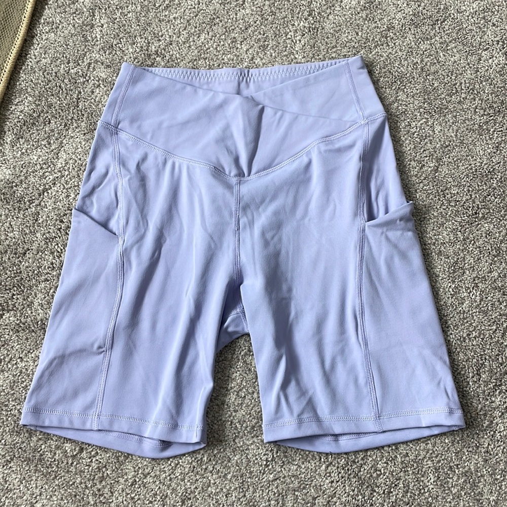 Lavender Purple Bike Shorts with Pockets